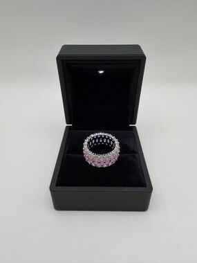 Iced Pink CZ "Eternity" Band Ring